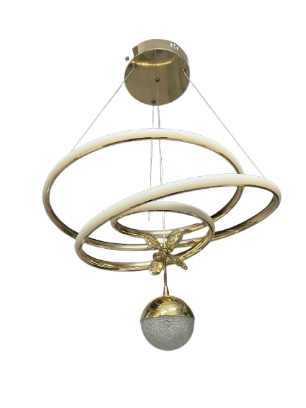 KUMANDALI TEK TOPLU YUVARLAK GOLD SARKIK LED AVİZE