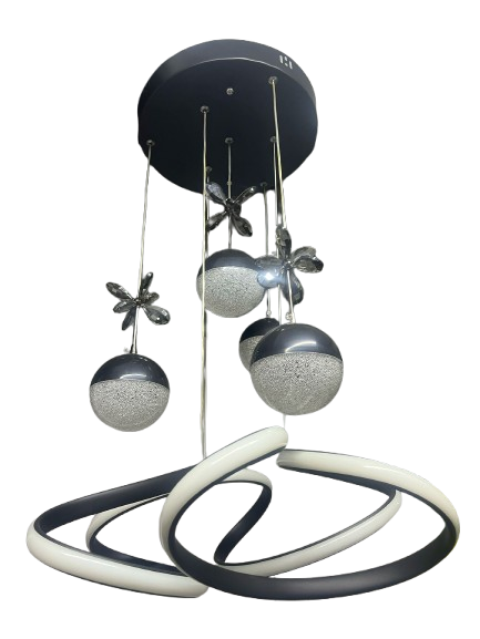 KUMANDALI DRON 4 TOPLU SİYAH SARKIK  LED AVİZE 