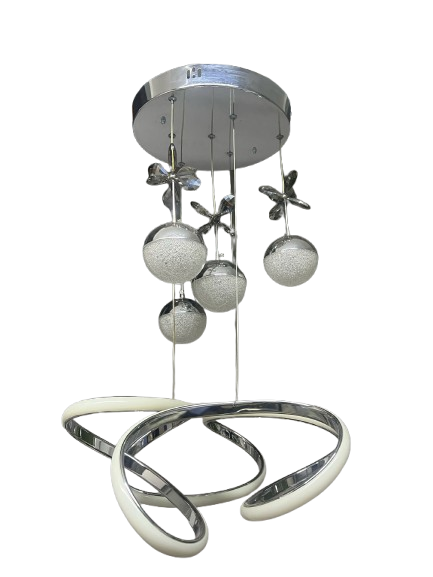 KUMANDALI DRON 4 TOPLU GÜMÜŞ SARKIK  LED AVİZE 