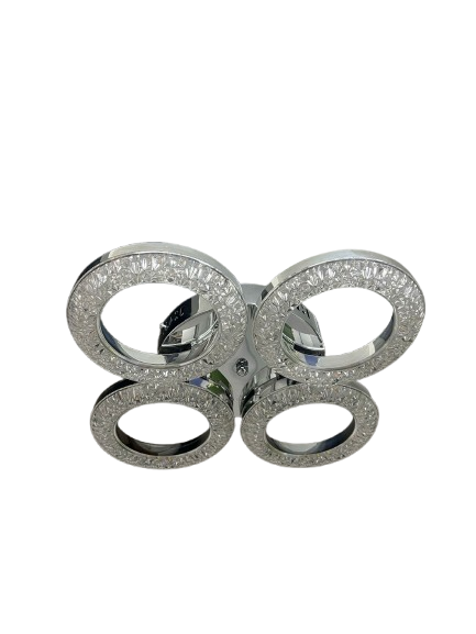 KRİSTAL GÜMÜŞ YUVARLAK BASIK TAVAN LED  AVİZE