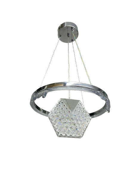 KRİSTAL GÜMÜŞ  ELMAS SARKIKLI LED AVİZE