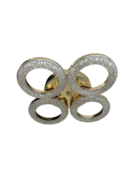 KRİSTAL GOLD YUVARLAK BASIK TAVAN LED  AVİZE